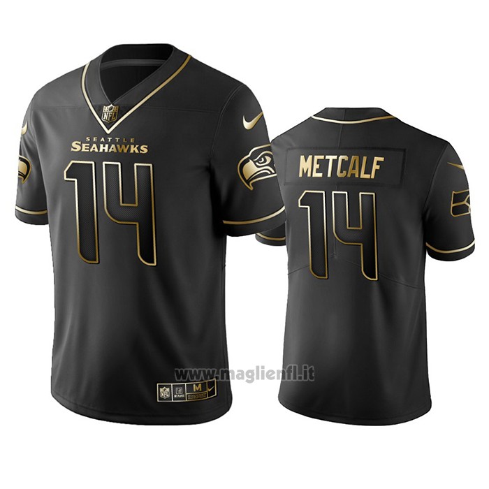 Maglia NFL Limited Seattle Seahawks d K Metcalf Golden Edition Nero